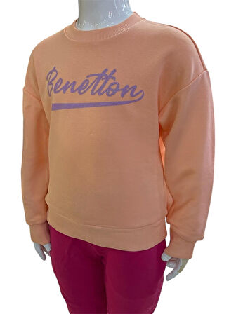 Benetton Kız Çocuk Somon Sweatshirt