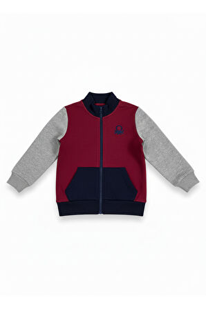 Erkek Çocuk Fermuarlı Sweatshirt  Bordo