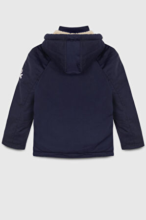 Erkek Çocuk Lacivert Renk Çıkarılabilir Kapüşonlu Kaban