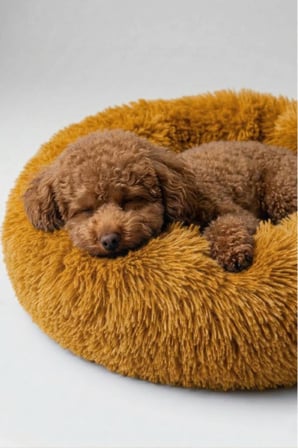 United Colors of Benetton BNTMKT-0012-OR Uzun Kürklü Donut Kedi&Köpek Yatağı Turuncu 55 CM