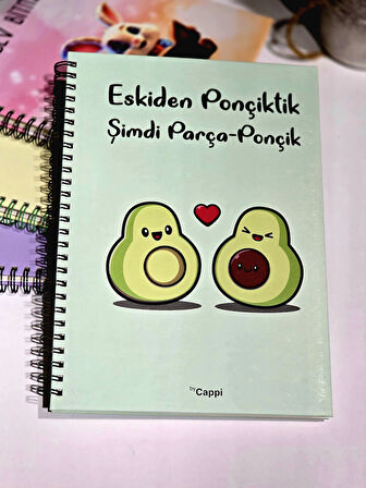 Bycappi Avakado Desenli A4 160 Yaprak Çizgili Telli Not Defteri