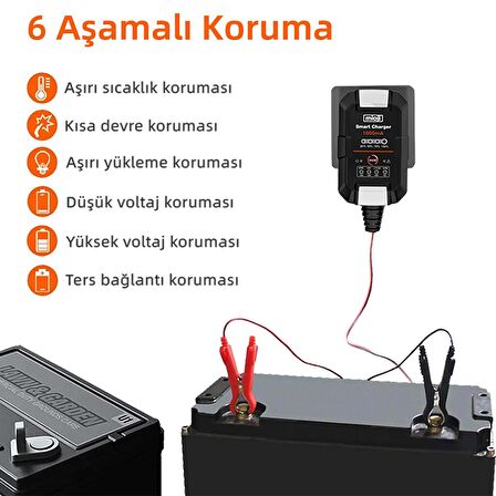 Mioji Mio 1000 1A 6V ve 12V Araba Şarj, Akü Bakım, Damlama Şarj Cihazı ve Motosiklet, ATV, Lityum ve Derin Döngülü Aküler için Kükürt Giderici Akıllı Araç Akü Şarj Cihazı