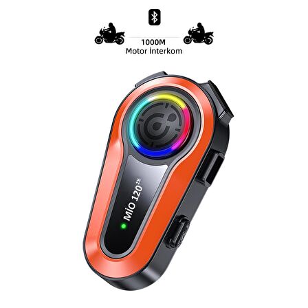 Mioji Mio 120 2x RGB 1000mAh IPX6 Motosiklet Kask Bluetooth 1500m 2 Kişilik Intercom Kulaklık