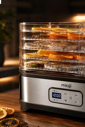 Mioji FD5 Ayarlanabilir Sıcaklıklı, 5 Raflı, Meyve, Sebze ve Et Kurutma Makinesi