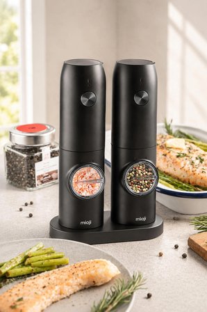 Mioji SG2 Yeni Nesil 600mAh Şarj Üniteli Işıklı Tuz Karabiber Değirmeni