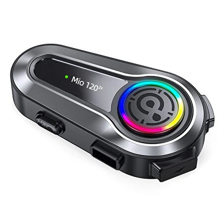 Mioji Mio 120 2x RGB 1000mAh IPX6 1500m 2 Kişilik Kask Intercom Motosiklet Bluetooth Kulaklık - Siyah