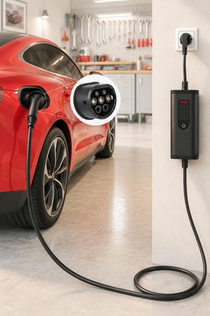 Mioji FC22 3.5/22KW 16/32A 2.4 LCD Ekran Wi-Fi Destekli IP65 Suya Dayanıklı Taşınabilir Elektrikli Araç Şarj Cihazı (Dönüştürücü Fiş Hediyeli)