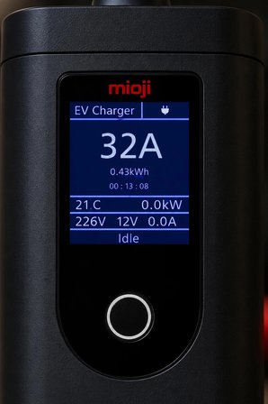 Mioji FC22 3.5/22KW 16/32A 2.4 LCD Ekran Wi-Fi Destekli IP65 Suya Dayanıklı Taşınabilir Elektrikli Araç Şarj Cihazı (Dönüştürücü Fiş Hediyeli)