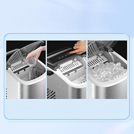 Mioji Mio FR53 Geniş Hazneli 15Kg Inox Buz Yapma Makinesi