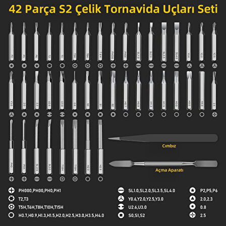Mioji Mio PS49 500mAh 180r/dk 5 Kademeli 42 Parça Şarjlı Tornavida Seti