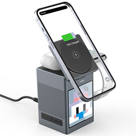 Mioji Mio Cube 5 Saatli ve BT Hoparlörlü 5in1 Telefon Tutucu - Siyah