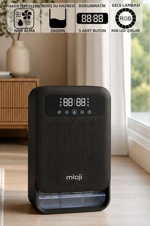 Mioji 30NEC Pro 3.8 Litre Çift Göstergeli Nem Alma ve İyon Hava Temizleme Cihazı - Siyah