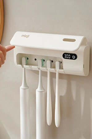 Mioji Mio UV5F Pro 2600mAh Şarj Edilebilir UV Sterilizatörü Diş Fırçası Tutucusu - Beyaz