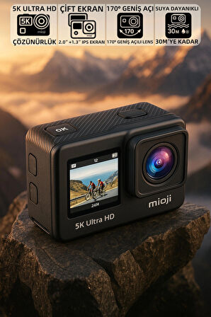 Mioji Action 12 Pro 5K 30FPS 24MP Çift Ekran Wifi 170° Aksiyon Kamerası