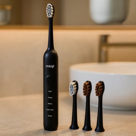 Mioji Oral B1 Şarj Edilebilir Diş Fırçası Siyah + 3 Yedek Başlık