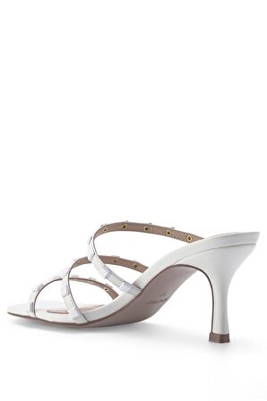 VIRA 3FX KIRIK BEYAZ Kadın Topuklu Terlik