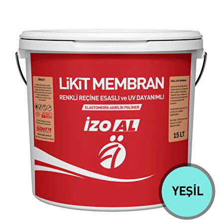 İZOAL 15 LT Elastomerik Reçine Esaslı ve UV Dayanımlı Likit Membran Yeşil