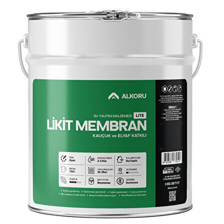 ALKORU 15 KG Lite Likit Membran Kauçuk ve Elyaf Katkılı Sıvı Su Yalıtım Malzemesi