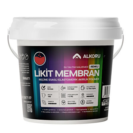 ALKORU 1 KG Kırmızı Likit Membran Renkli Reçine Esaslı Sıvı Su Yalıtım Malzemesi