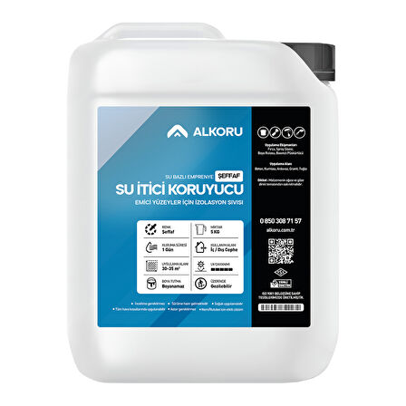 ALKORU 5 KG Şeffaf Emici Yüzeyler İçin Su İtici ve Koruyucu Malzeme