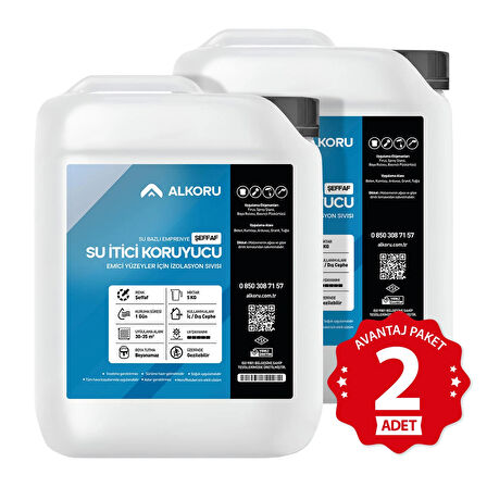 ALKORU 2 Adet 5 KG Şeffaf Emici Yüzeyler İçin Su İtici ve Koruyucu Malzeme Avantaj Paket