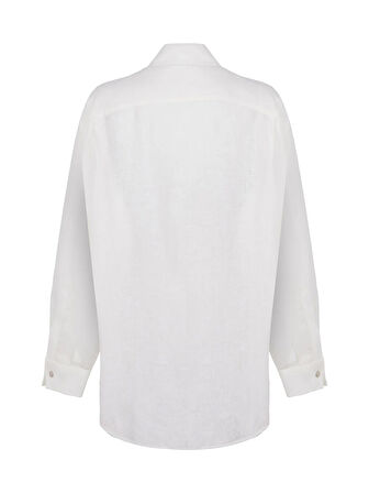 Oversize Keten Gömlek-Ekru | 2