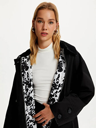 Oversize Trençkot-Siyah | 40