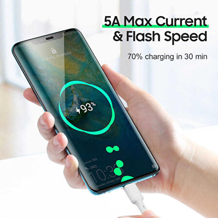 Benks D35 Type-C USB Kablo 5A Süper Hızlı Şarj Kablosu Qualcomm 3.0 480 Mbps 120 cm