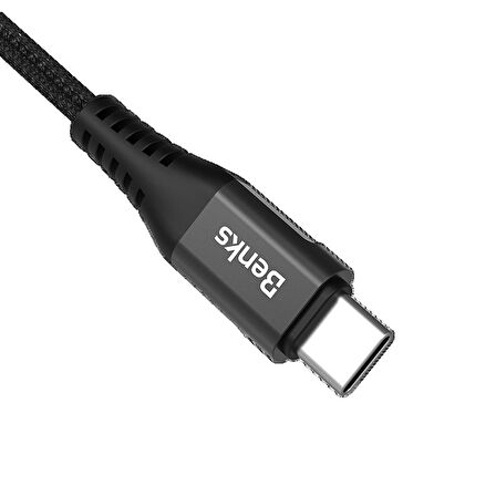 Benks D26 Type-C USB Kablo 3A Hızlı Şarj Kablosu 120 cm Kumaş Örgü