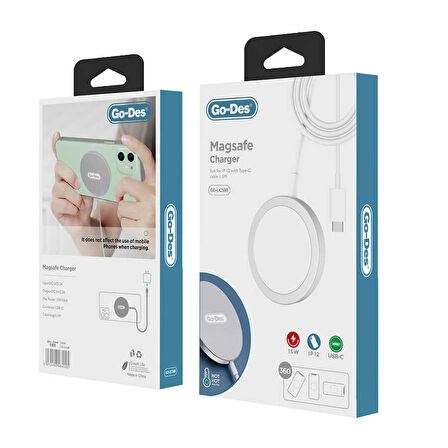 Go Des GD-UC588 Magsafe Şarj Aygıtı Kablosuz Magnetik Hızlı Şarj Cihazı 15W Wireless iPhone