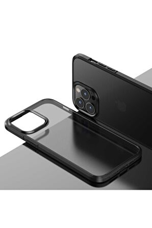 Wlons iPhone 12 Pro Max Uyumlu Kılıf Mat Parmak Izi Yapmayan Transparan Wlons H-Bom Kapak