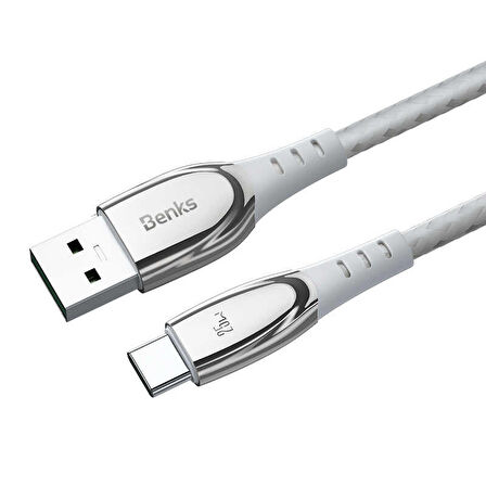 Benks D40 Type-C USB Kablo 5A 25W Hızlı Şarj Kablosu 2 metre Data Kablo 480 Mbps Kumaş Örgü