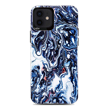 Apple iPhone 12 Pro Kılıf Ebru Desenli Kajsa Lava Kapak