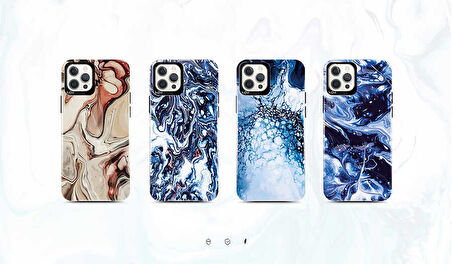 Apple iPhone 12 Pro Kılıf Ebru Desenli Kajsa Lava Kapak