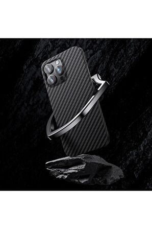 Benks iPhone 14 Pro Max Uyumlu Kılıf Magsafe Şarj Özellikli Karbon Fiber Benks Essential Kevlar Kapak