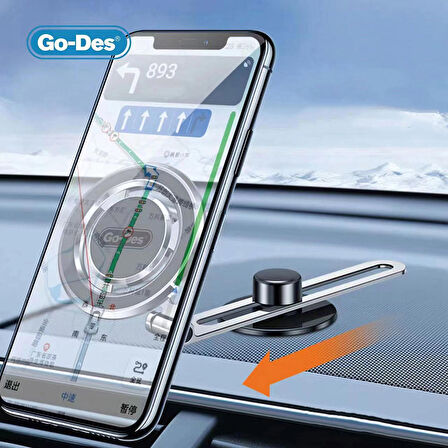 Go-Des Araç İçi Telefon Tutucu Go-Des Gd-hd912 Manyetik Dönebilen Torpido Üstü Düz Zemin Tasarım