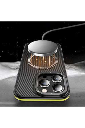Wlons iPhone 14 Pro Max Uyumlu Kılıf Mat Transparan Karbon Fiber Görünümlü Wlons Marin Kapak