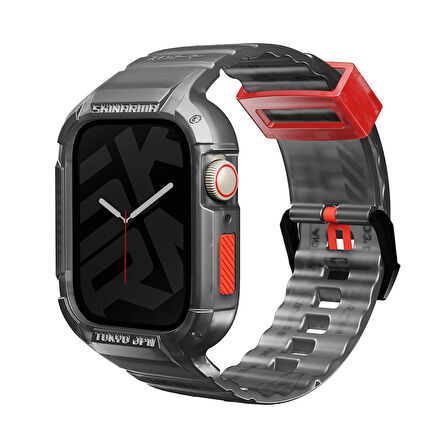 Watch 44mm Kordon SkinArma Saido Sert PC Kasa Koruyuculu Silikon Strap Kayış Füme