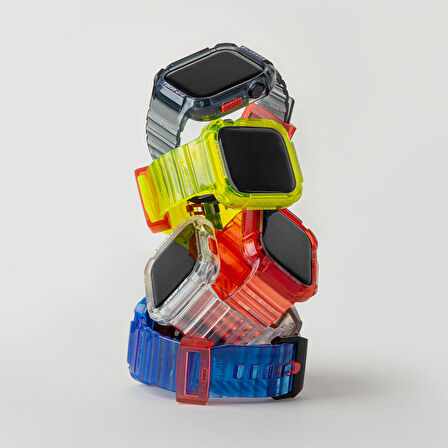 Watch 44mm Kordon SkinArma Saido Sert PC Kasa Koruyuculu Silikon Strap Kayış Füme