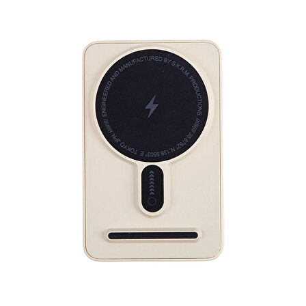Magsafe Powerbank SkinArma Spunk Wireless Şarj ve PD Hızlı Şarj Özellikli 15W 5000mAh Krem