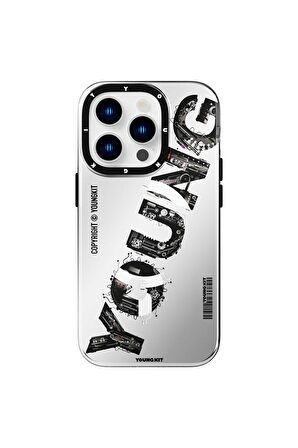 YoungKit iPhone 14 Pro Uyumlu Kılıf Magsafe Şarj Özellikli Yazı Temalı Youngkit Mechanic Serisi Kapak