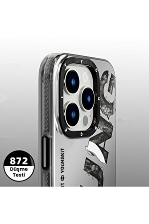 YoungKit iPhone 14 Pro Uyumlu Kılıf Magsafe Şarj Özellikli Yazı Temalı Youngkit Mechanic Serisi Kapak