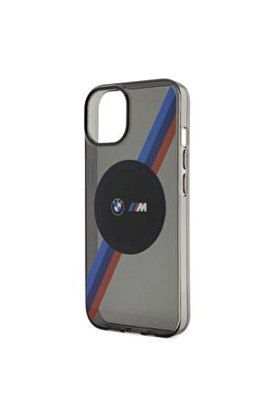 Apple iPhone 14 Uyumlu Kılıf BMW Magsafe Şarj Özellikli Transparan 3 Renkli Şerit Dizayn Kapak