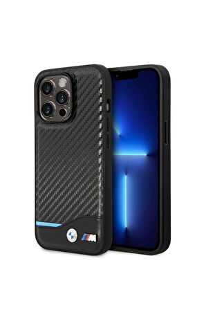 Apple iPhone 14 Pro Max Uyumlu Kılıf BMW PU Deri Ve Karbon Dizayn Kapak