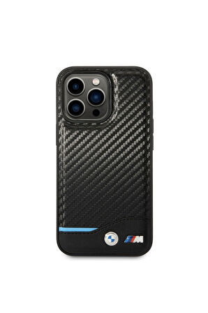 Apple iPhone 14 Pro Max Uyumlu Kılıf BMW PU Deri Ve Karbon Dizayn Kapak