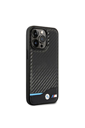 Apple iPhone 14 Pro Max Uyumlu Kılıf BMW PU Deri Ve Karbon Dizayn Kapak