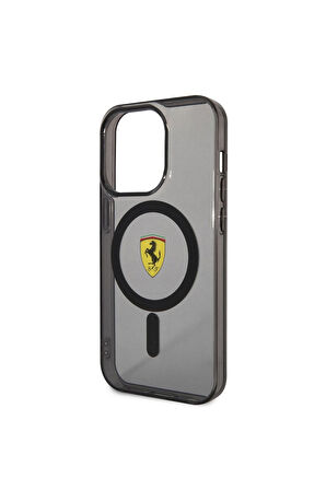 Apple iPhone 14 Pro Uyumlu Kılıf Ferrari Magsafe Şarj Özellikli Yarı Transparan Dizayn Kapak