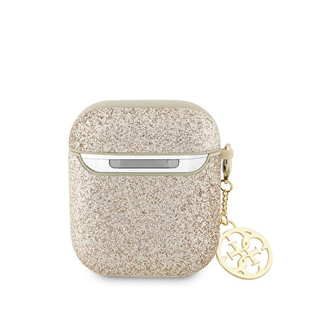 Airpods Uyumlu Kılıf GUESS Glitter 4G Charm Exclusive Tasarım
