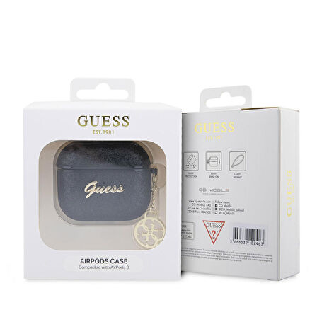 Airpods 3. Nesil Uyumlu Kılıf GUESS Glitter 4G Charm Exclusive Tasarım