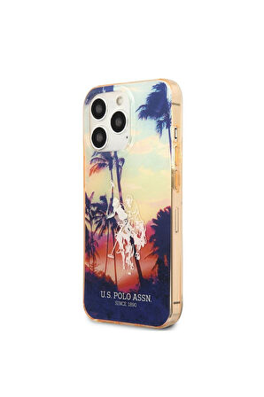 Apple iPhone 14 Pro Max Uyumlu Kılıf U.S. POLO ASSN. Renkli Ağaç Baskılı Dizayn Kapak